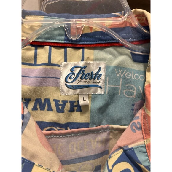Mens Size Large Fresh Prints of Bel-Air Party Button Performance Aloha Hawaiian - Picture 2 of 5